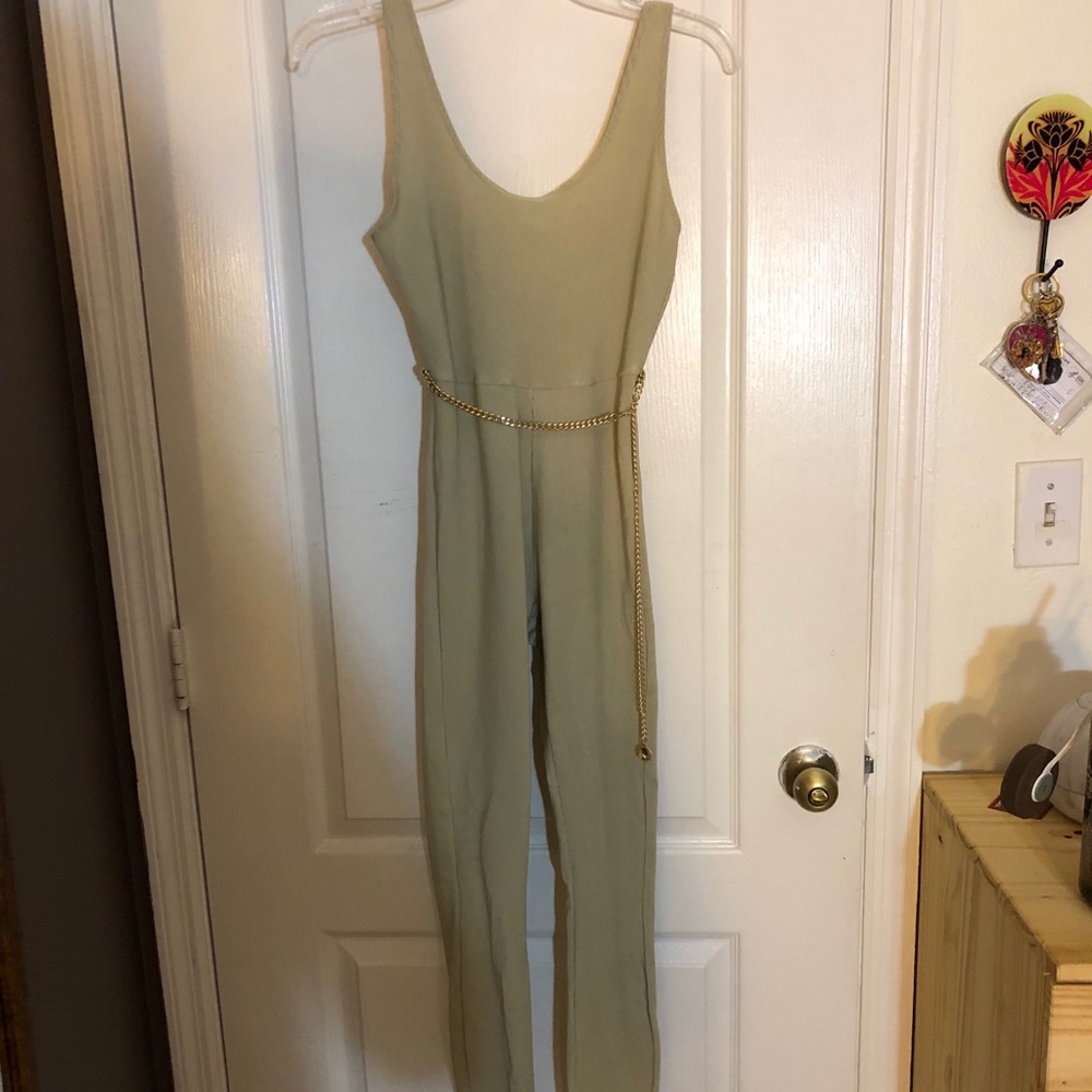 WeWoreWhat Khaki Scoop Jumpsuit